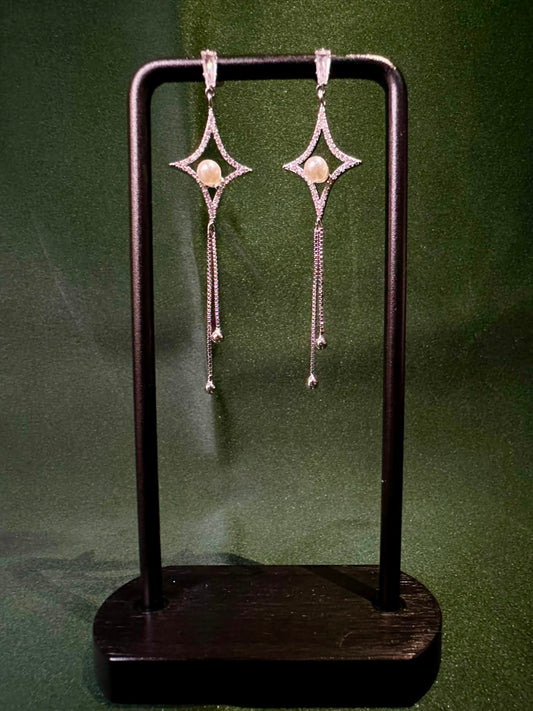 Celestial Star Pearl Drop Earrings