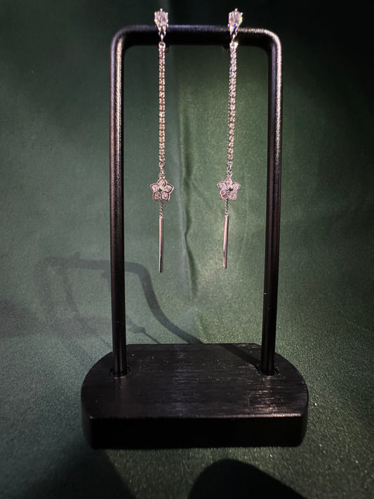 Star Crystal Threader Chain Earrings