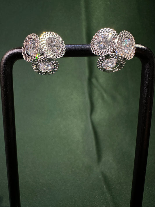 Layered Ornate Crystal Statement Earrings