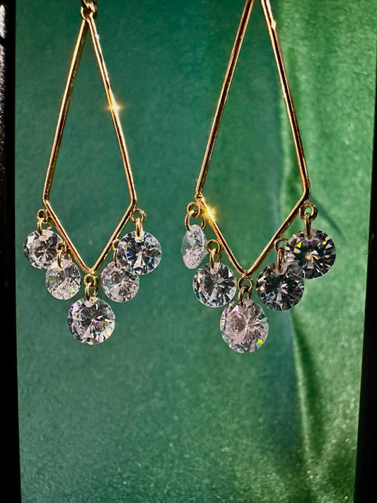 Geometric Triangle Crystal Chandelier Earrings