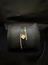 Luxury Gold-Tone Mother of Pearl Clover Open Cuff Bracelet with Zircon Crystals