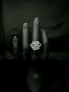 Layered Leaf Crystal Statement Ring