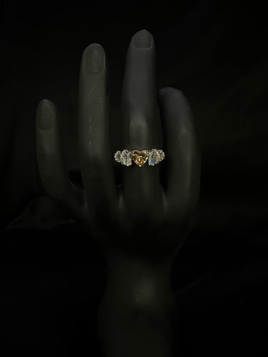 Golden Heart Three-Stone Engagement Ring