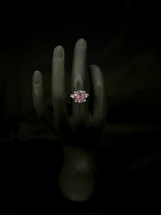 Pink Lavender Oval Solitaire Engagement Ring