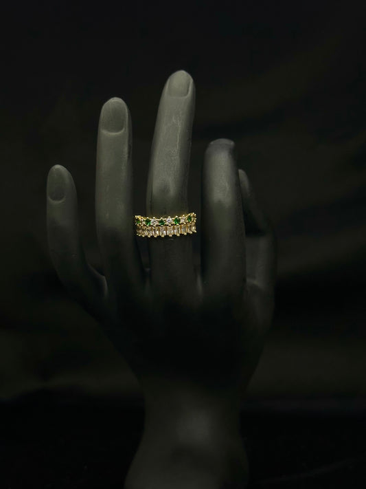 Emerald Green Baguette Band Ring