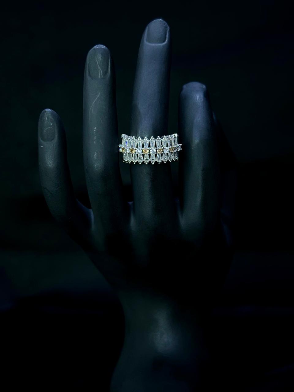 Baguette Crystal Eternity Statement Ring