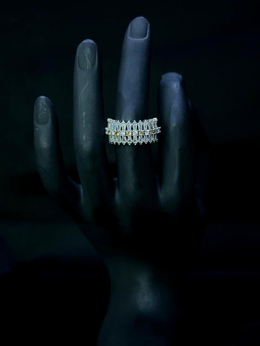 Baguette Crystal Eternity Statement Ring