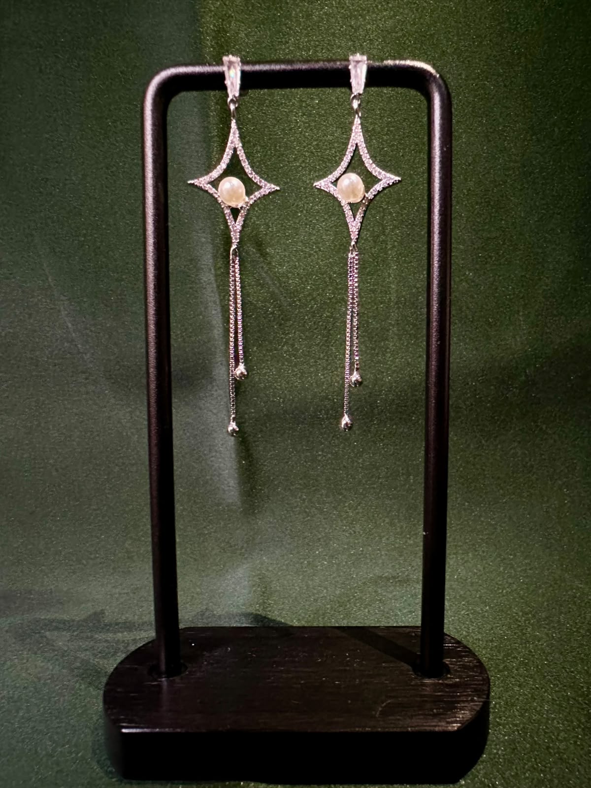 Celestial Star Pearl Drop Earrings