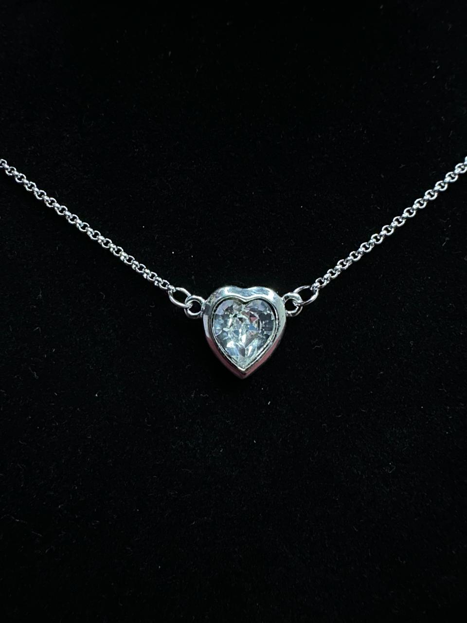 Clear Crystal Heart Bezel Necklace
