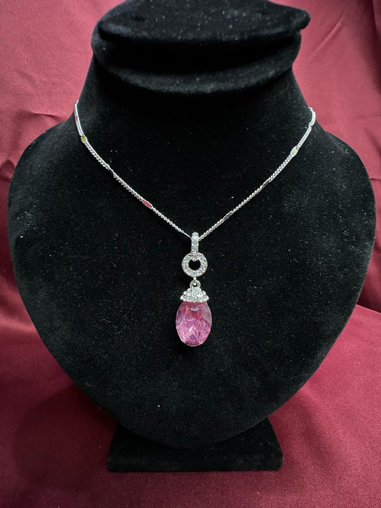 Crystal  Teardrop Pendent  Necklace