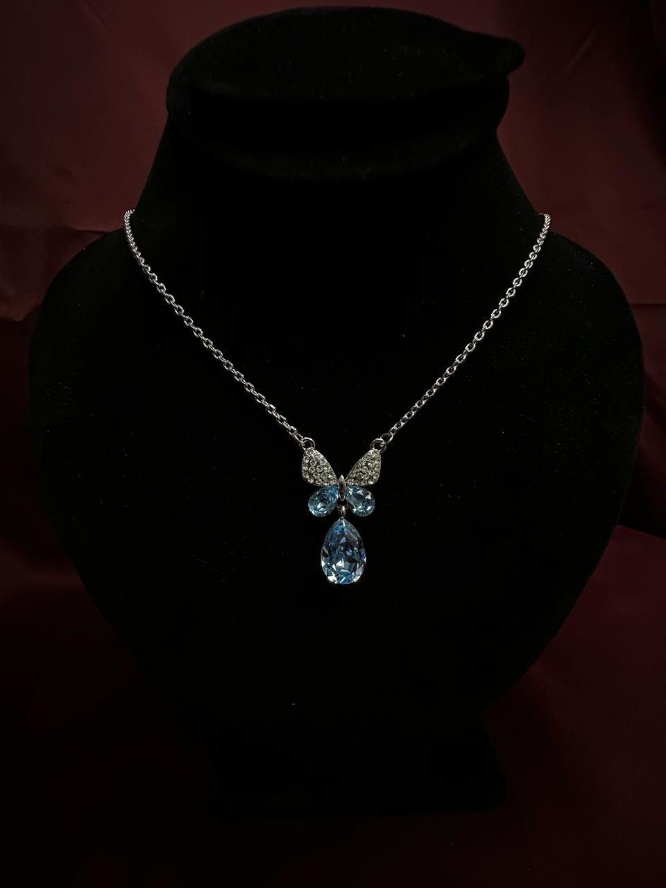 Aquamarine Butterfly Pendent Necklace