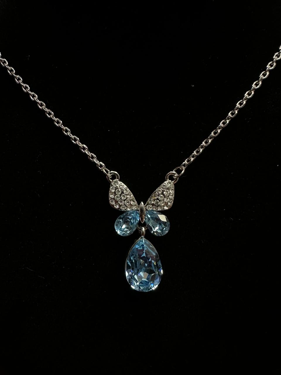 Aquamarine Butterfly Pendent Necklace