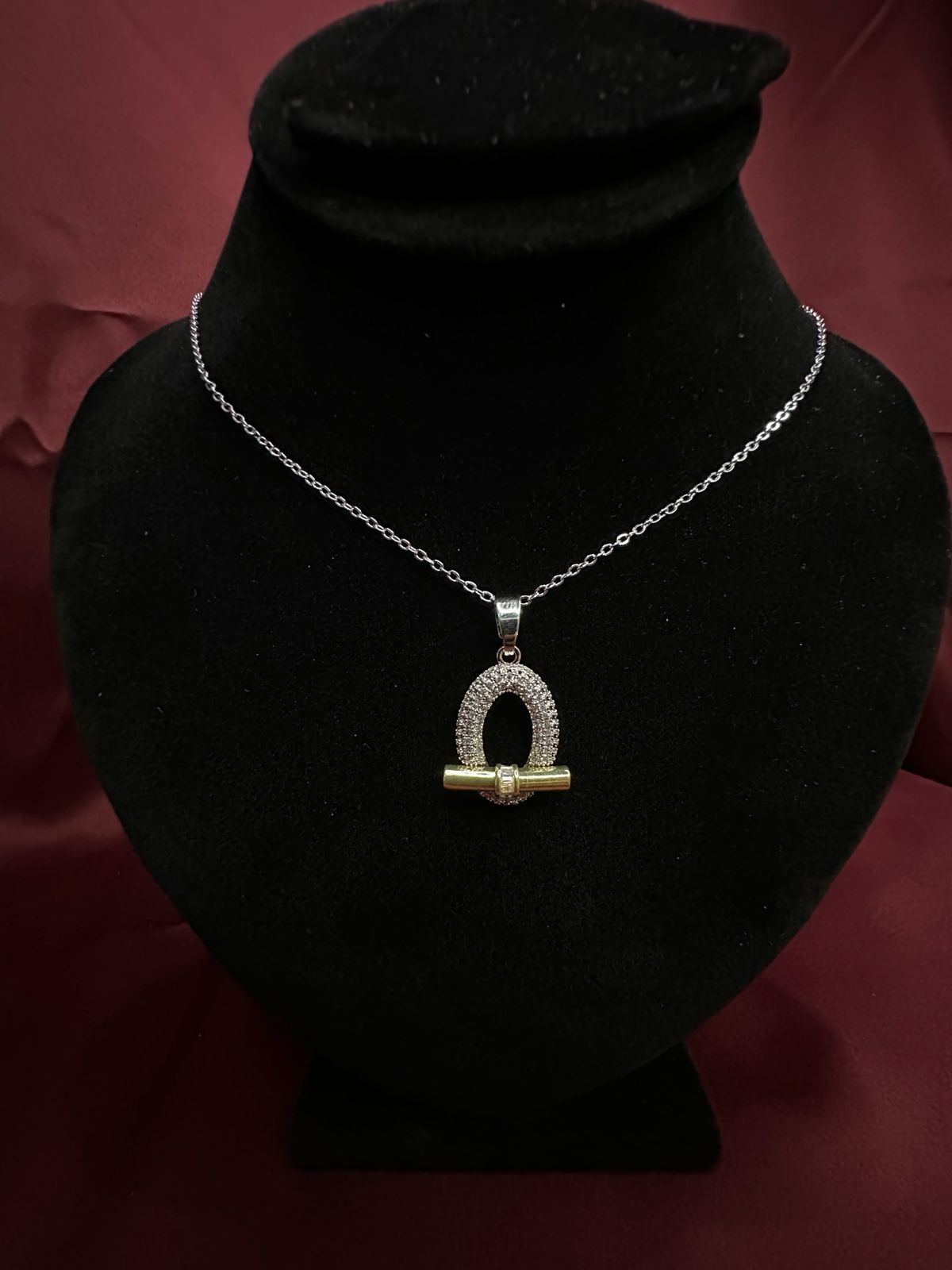 Two Tone Oval Toggle Necklace