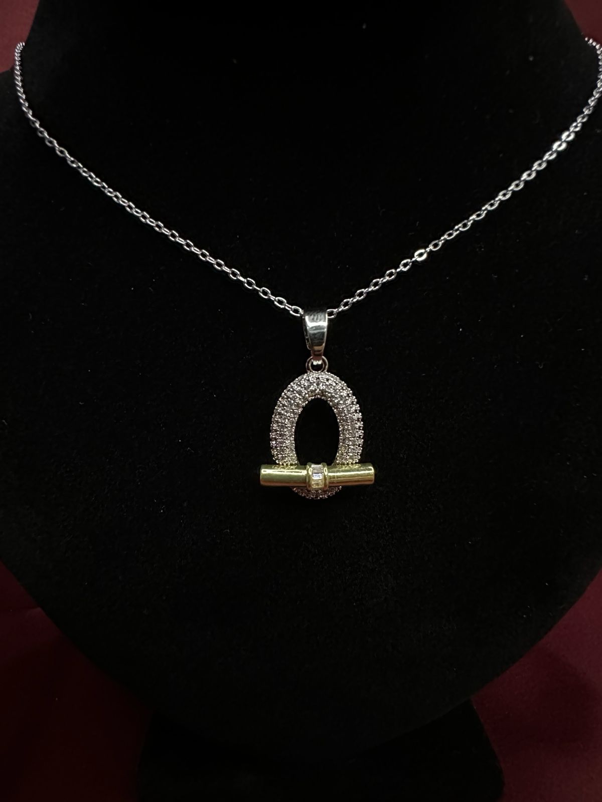 Two Tone Oval Toggle Necklace