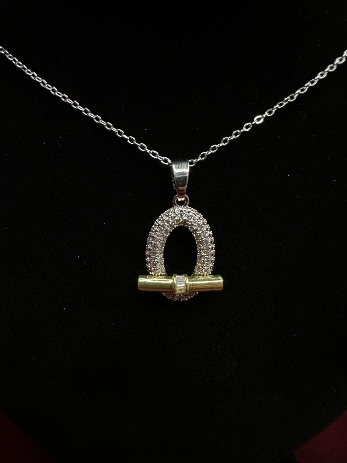 Two Tone Oval Toggle Necklace