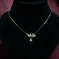 Gold-Plated Butterfly Solitaire Drop Station Necklace
