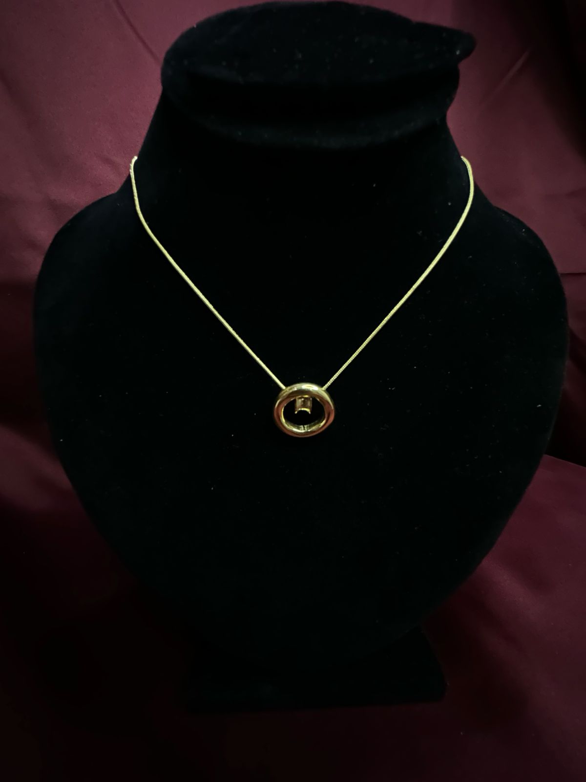 Gold-Tone Circular Necklace | Minimalist Gold Pendant for Women