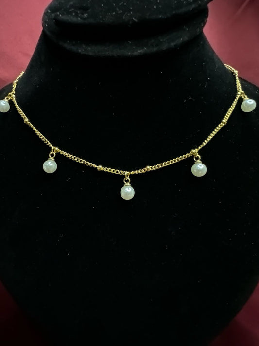 Gold-Tone Pearl Drop Necklace | Elegant Pearl Pendant for Women