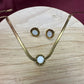 18K Gold-Plated Roman Numeral Necklace & Earring Set | Steel Jewellery Set for Women