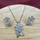 Silver Floral Crystal Necklace & Earring Set | Crystal Flower Jewellery Set for Women