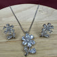 Silver Floral Crystal Necklace & Earring Set | Crystal Flower Jewellery Set for Women