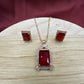 Ruby Red Crystal Halo Necklace & Earring Set | Statement Red Jewellery Set for Women