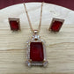 Ruby Red Crystal Halo Necklace & Earring Set | Statement Red Jewellery Set for Women