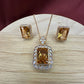 Champagne  Crystal Halo Necklace & Earring Set