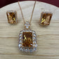 Champagne  Crystal Halo Necklace & Earring Set