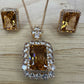 Champagne  Crystal Halo Necklace & Earring Set