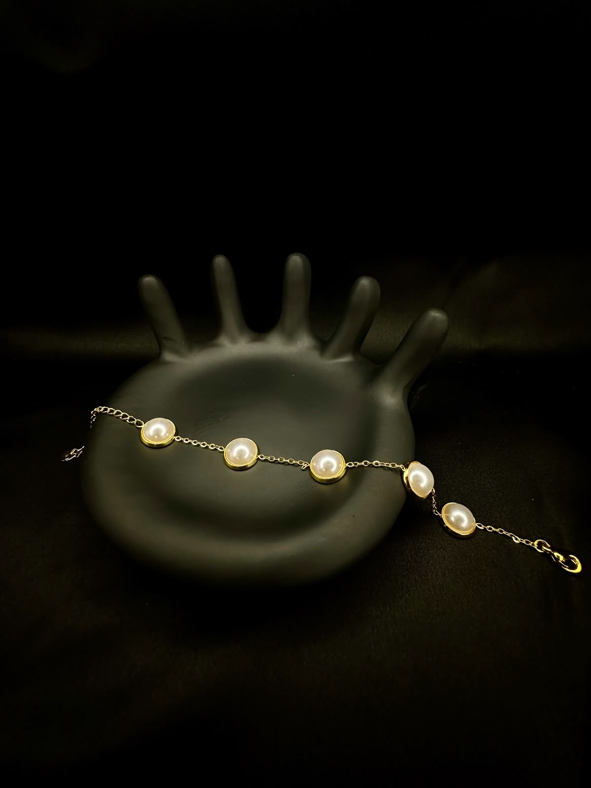 Gold Pearl Bezel Bracelet