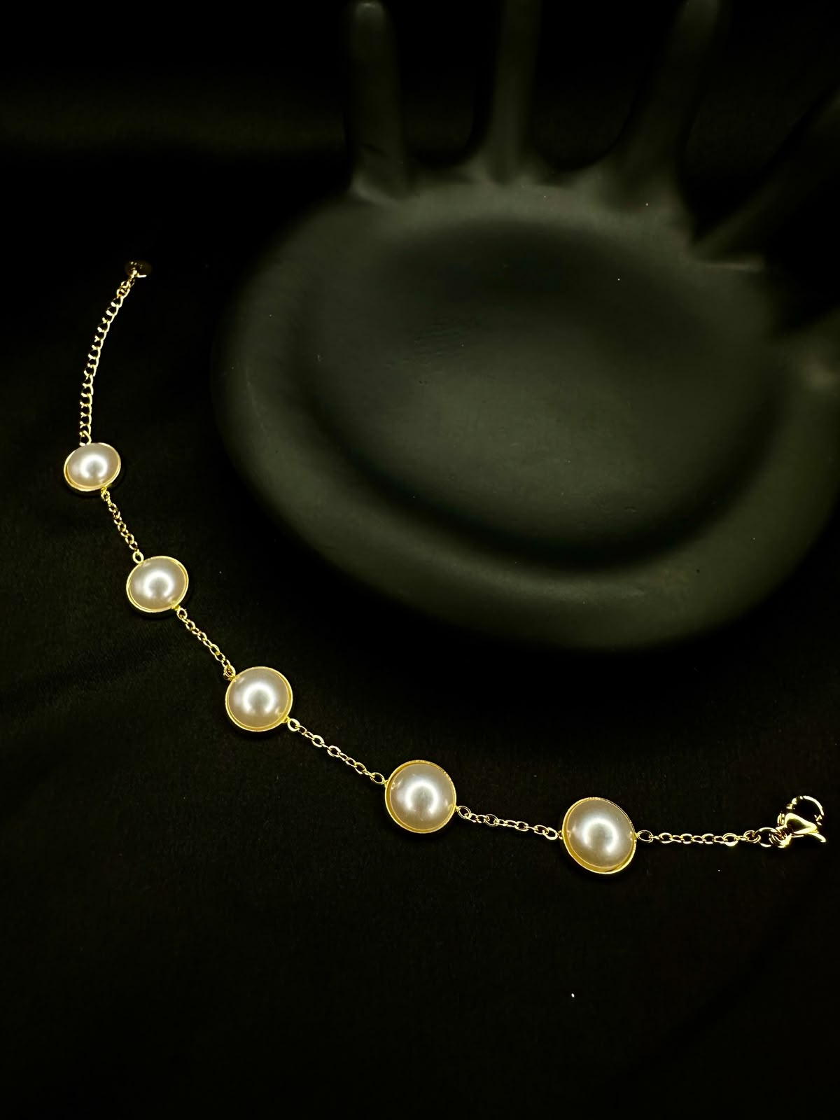 Gold Pearl Bezel Bracelet