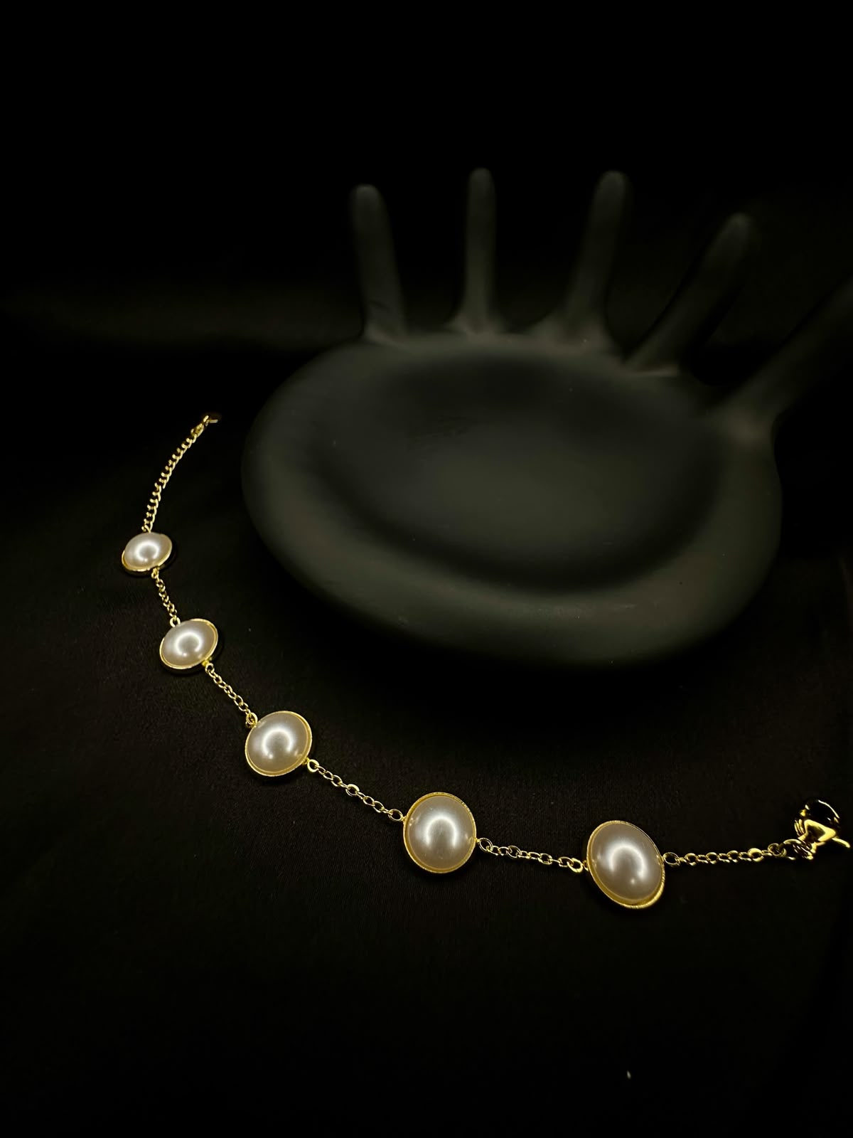Gold Pearl Bezel Bracelet