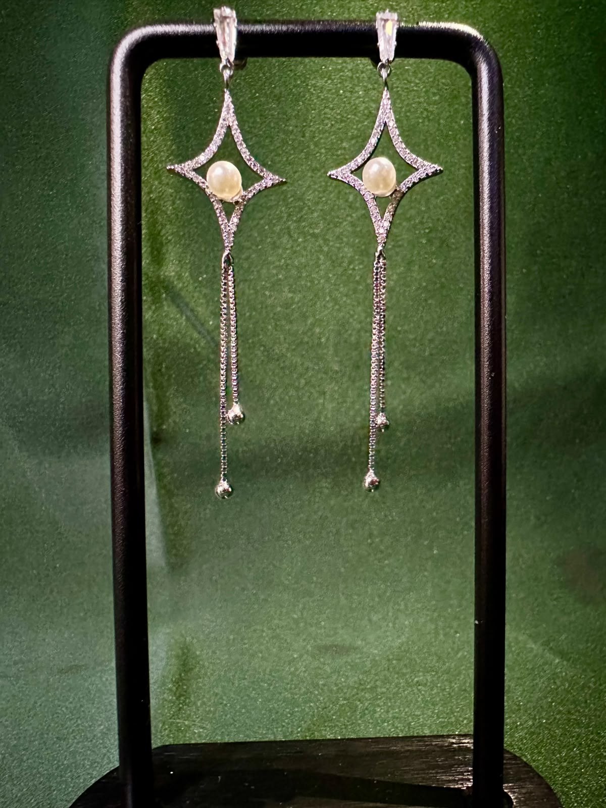 Celestial Star Pearl Drop Earrings