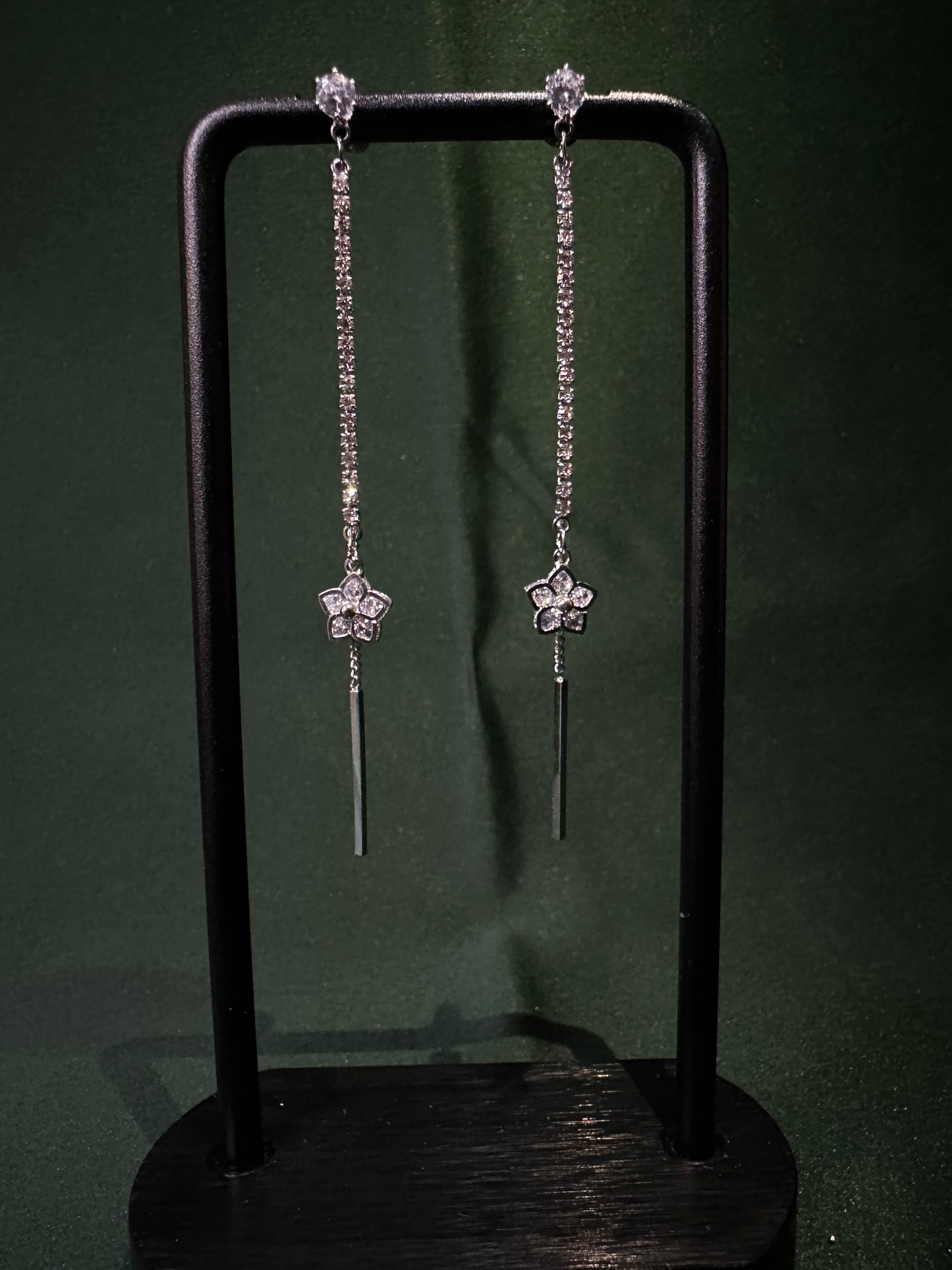 Star Crystal Threader Chain Earrings