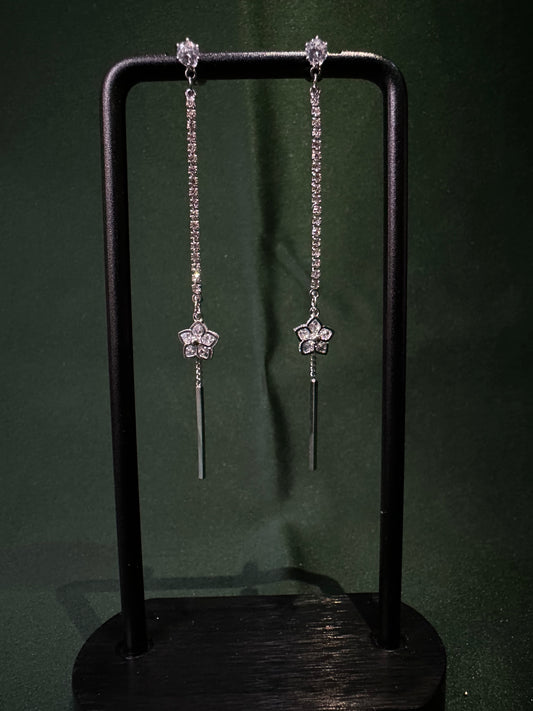 Star Crystal Threader Chain Earrings