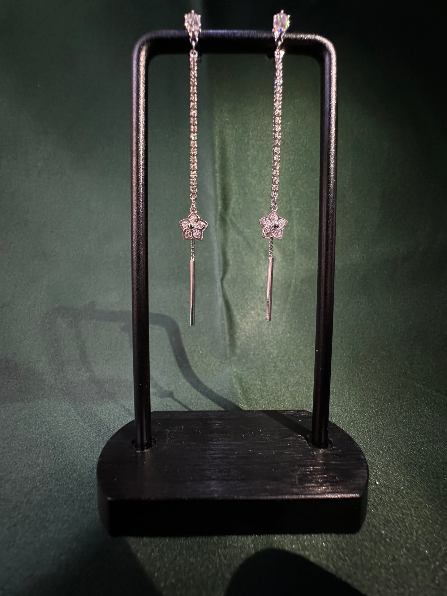 Star Crystal Threader Chain Earrings