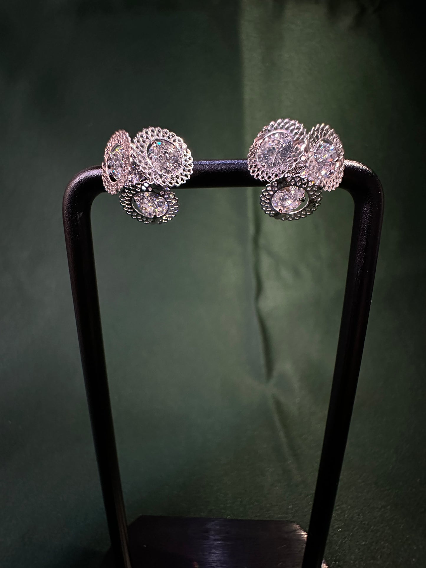 Layered Ornate Crystal Statement Earrings