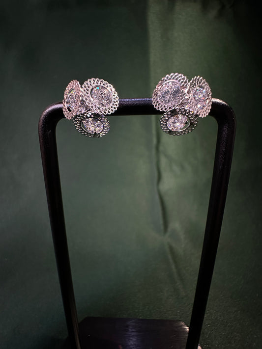 Layered Ornate Crystal Statement Earrings