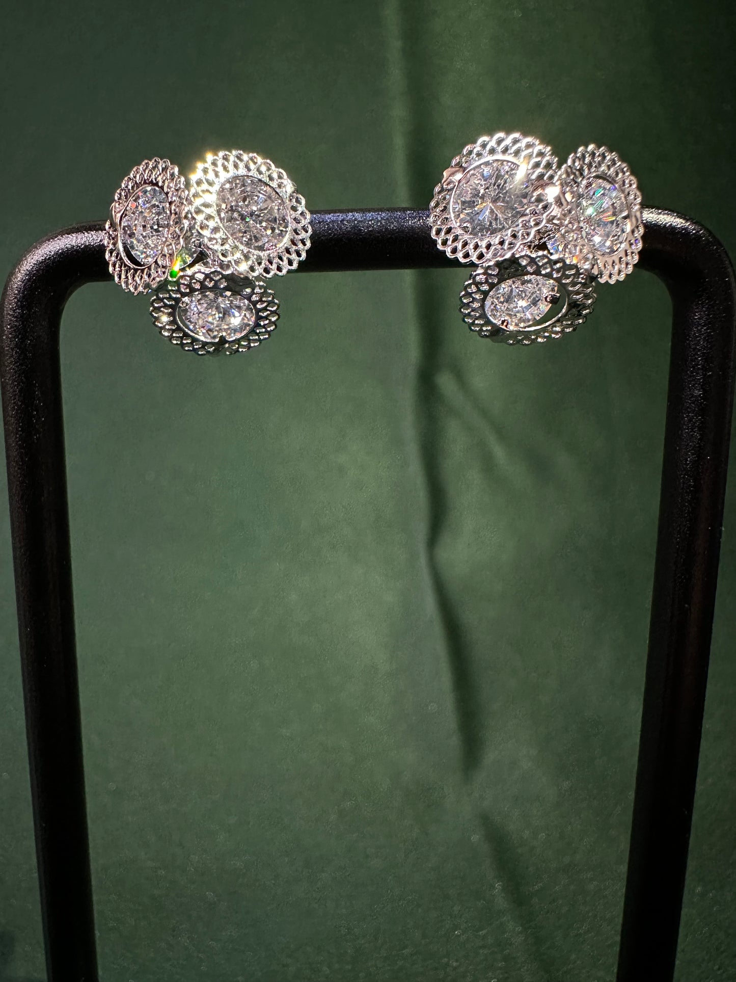 Layered Ornate Crystal Statement Earrings