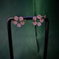 Rose Gold Pink Stone Bow Cluster Earrings