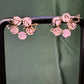 Rose Gold Pink Stone Bow Cluster Earrings