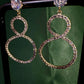 Double Circle Crystal Drop Earrings