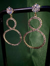 Double Circle Crystal Drop Earrings
