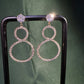 Double Circle Crystal Drop Earrings