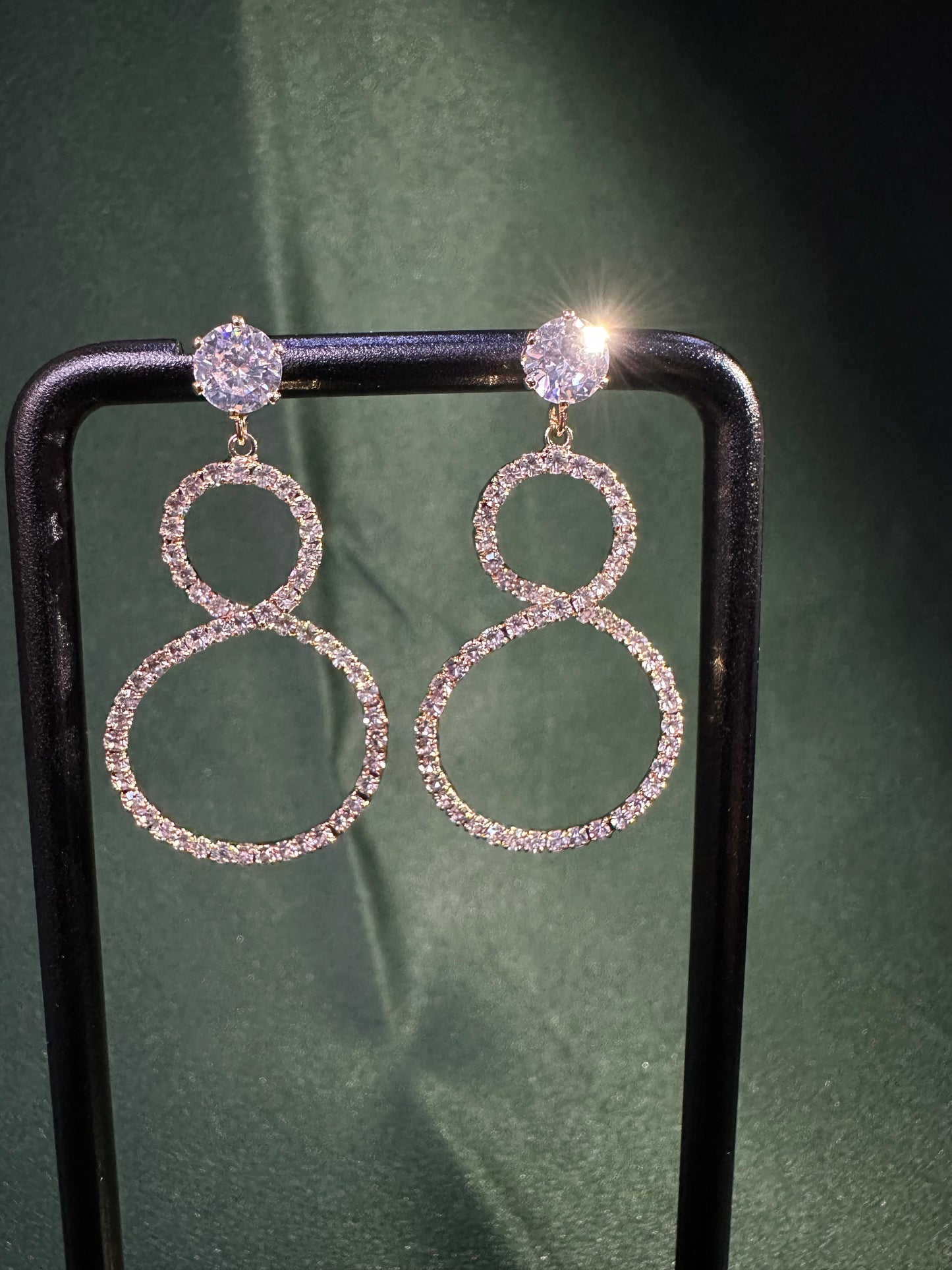 Double Circle Crystal Drop Earrings