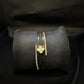Luxury Gold-Tone Mother of Pearl Clover Open Cuff Bracelet with Zircon Crystals