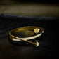 Luxury Gold-Tone Nail Design Open Cuff Bracelet with Zircon Crystals