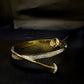 Luxury Gold-Tone Nail Design Open Cuff Bracelet with Zircon Crystals