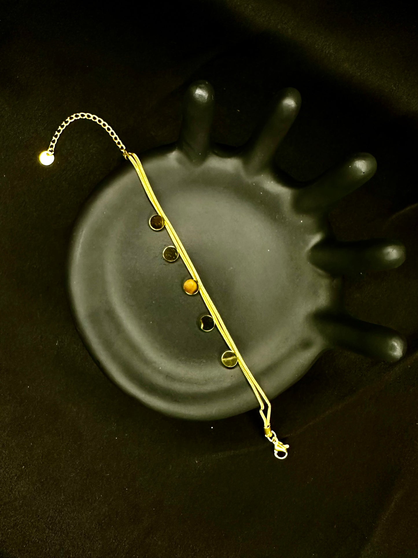 Gold Tone Multi-Stone Chain Bracelet